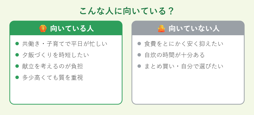 オイシックスが向いている人・向いていない人